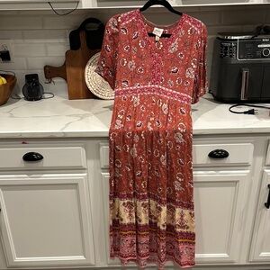 Knox Rose Orange Red Flutter Sleeve Sundress.  Great family pic dress
